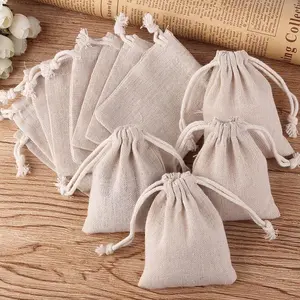 50pcs 5x6 Inch Double Canvas Drawstring Bag Gift Sachet Bags Muslin Reusable Tea Bag