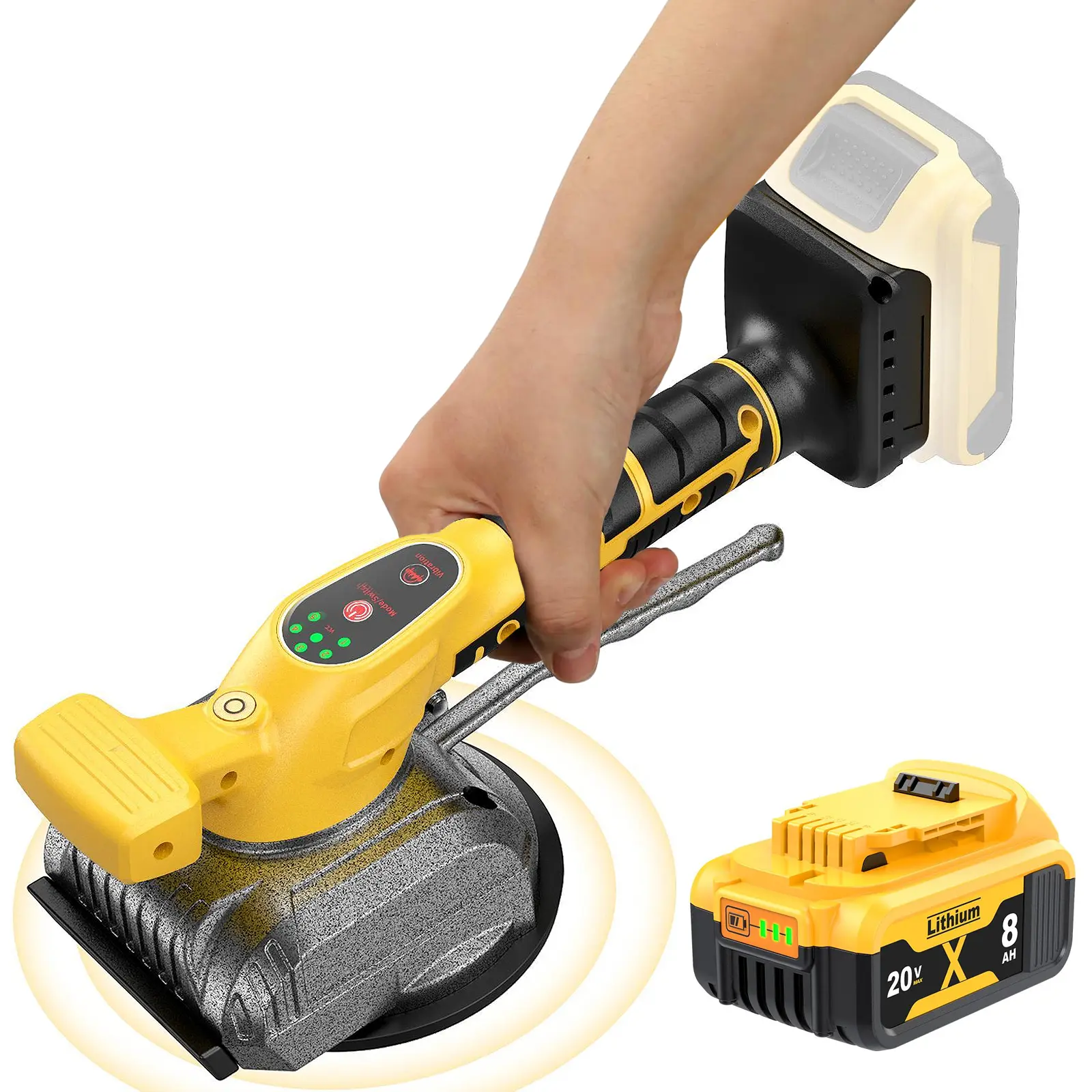 Fathersdaygift Tile Vibration Leveling Machine for Dewalt 20V Li-ion Battery With 5 Adjustable Speed, Suction Cup, Digital Display for Floor Tile Wall Cordless Tool