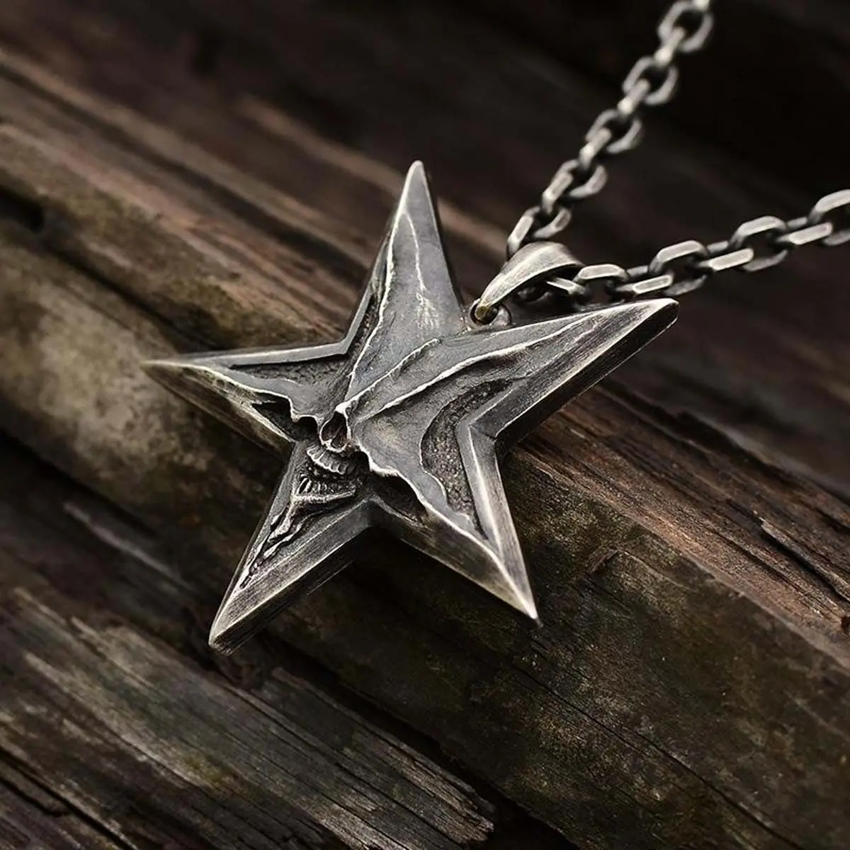 【JOYCE DESIGN】Pentacle Devil Smiley Necklace Punk Hip-Hop Style Personality Retro Dark Pendant Necklace Necklace Accessories Gift