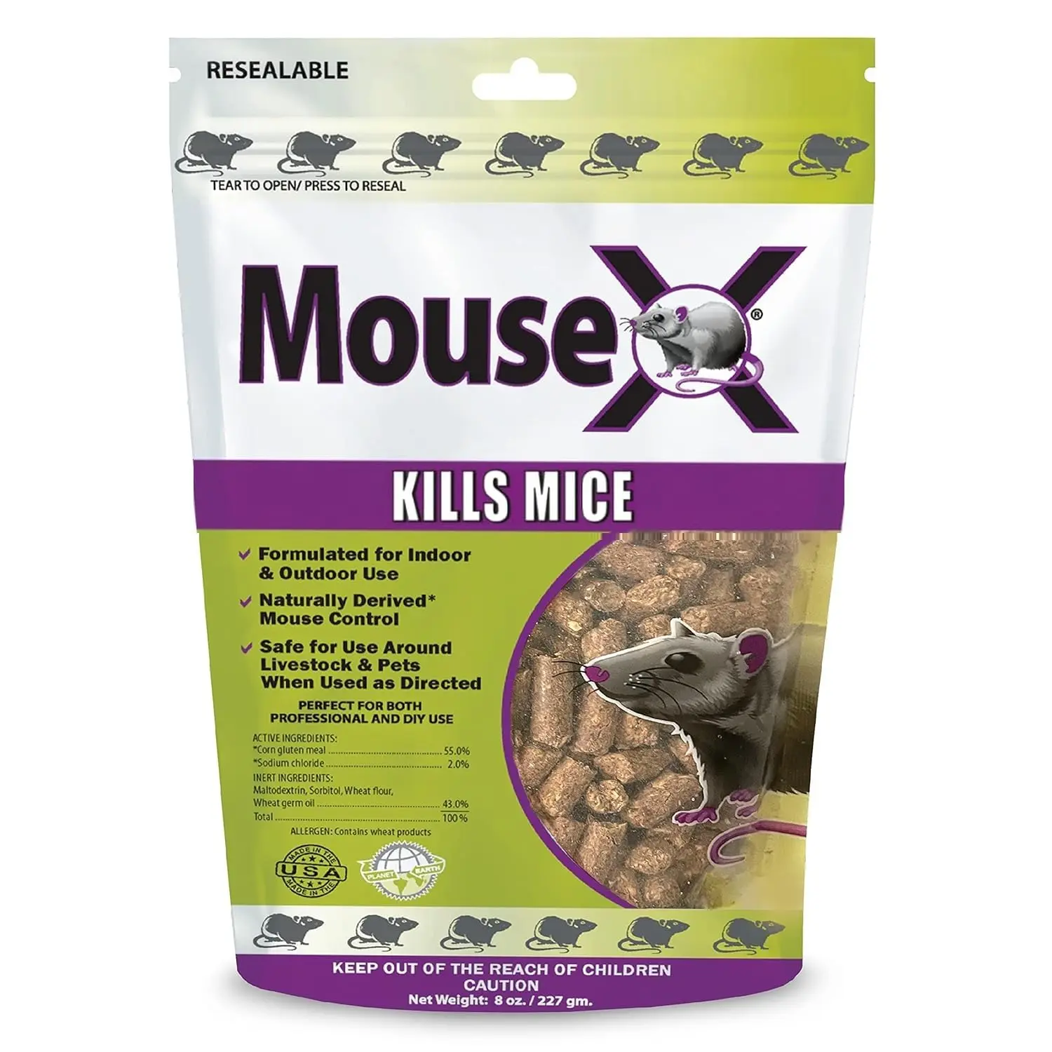 Mouse Bait Pellets 8oz Fast Acting Rat and Mice Control Indoor Outdoor Rodent Killer