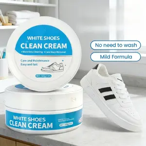 Multi-functional no-rinse solid cleaning agent (white shoe cleaning paste), sponge included. Effectively removes stains.