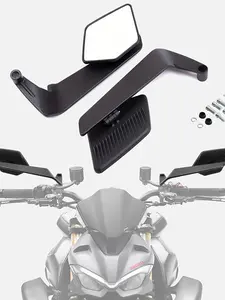 Cnc Aluminum Alloy Anti-Glare Hidden Wing Mirror, 360° Rotating Motorcycle Rearview Mirror for Yamaha Honda Ducati Bmw, Aerodynamic Design with Installation Tool Motorbike Motorcycle Parts