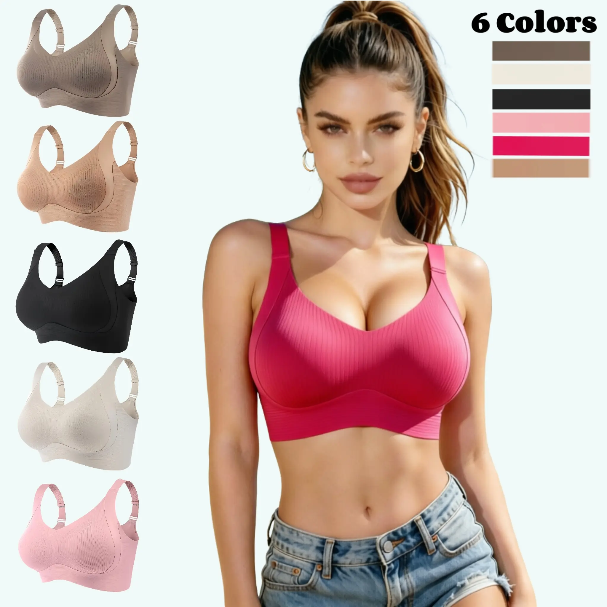Women’s solid-colored bra without wire, available in sets of 3-4-5 pieces. 4 These bras are comfortable, breathable, and provide seamless support. Ideal for women’s underwear and soft undergarments. Suitable for wear throughout all seasons. Women’s bras.