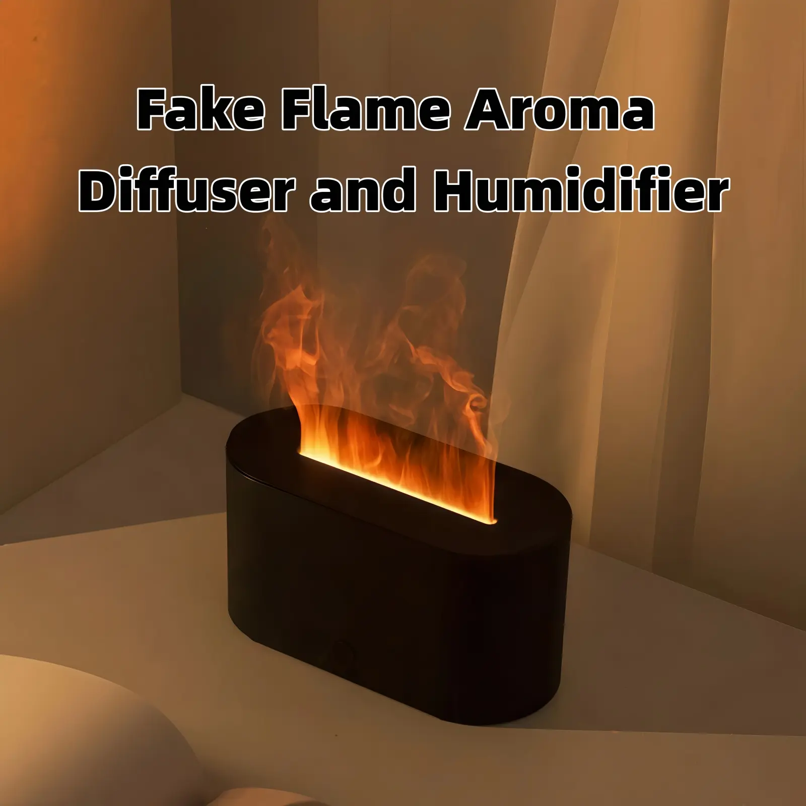 Colorful Flame Humidifier,Simulated Flame Design Ultrasonic Aroma Diffuser, Portable USB-Powered Essential Oil Desktop Diffuser with 7-Color Lighting, Air Humidifier for Home and Office