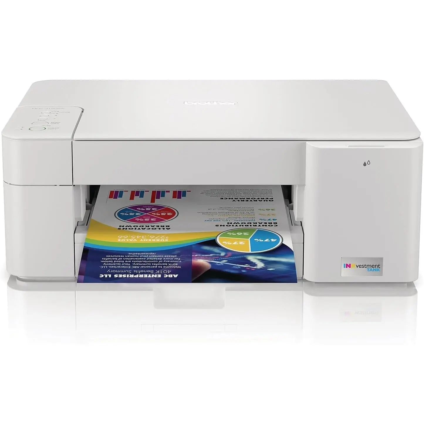 Brother MFC-J1205W INKvestment Tank Wireless Color Inkjet Printer with 1-Year Ink Supply, Alexa Compatible, Compact Design, USB & Wireless Connectivity