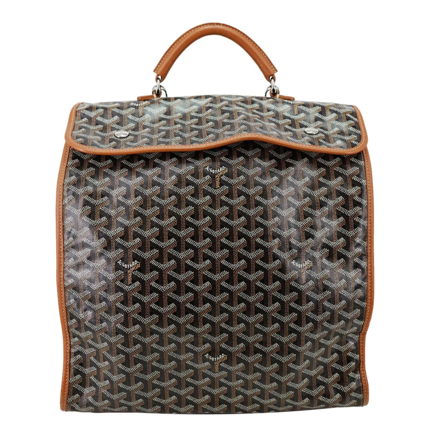 Pre-owned Goyard Canvas Backpacks Saint Leger Chevron Print Backpack Brown