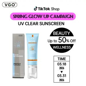 VGO Buy 1 and get 1 free Moisturizing Facial Cream Sunscreen Face & VC Serum Sunscreen SPF 50/PA+++ 48g UV Protection Lightweight Moisture