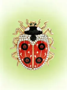 Cute Beetle Insect Brooch with Crystals, Unisex Fun Clothing Accessory, Stylish Pin for Men and Women, Perfect Gift Idea, Unique Fashion Statement