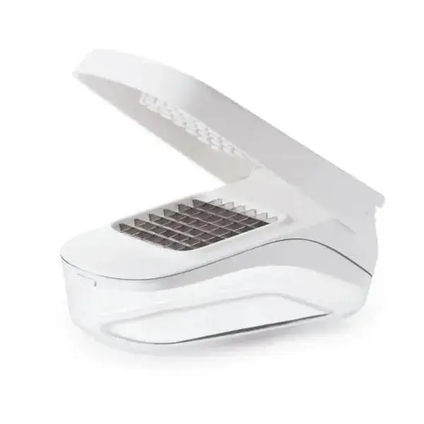OXO Durable Stainless Steel Veggie Chopper - Kitchen Utensil with Recessed Cutting Area, Sharp Blade, Easy-Pour Opening, Secure Lid for Efficient Chopping, Fruit & Vegetable Slicer Dicer Prep