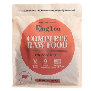 King Lou Complete Raw Food Freeze Dried Raw - Beef Food for Dogs and Cats, 100% USA, Human Grade Raw, AAFCO Approved Complete & Balanced, No Synthetic Vitamins