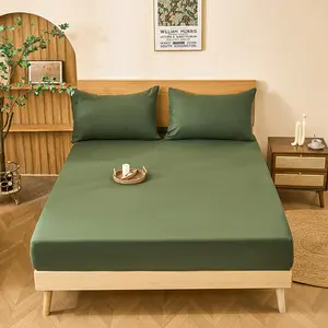 PUREFIBER 100% Natural Linen Olive Fitted Sheet Soft & Breathable Bedding for Comfortable Sleep Eco-Friendly Durable Long-Lasting All-Season Comfort