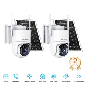 HUNTVISION 3MP Security Cameras Wireless Outdoor, No Subscription, Works in -10°F Cold [2026 New] Solar-Powered Home Security Camera System with 355° Auto Tracking, Color Night Vision,IP65, Easy Setup
