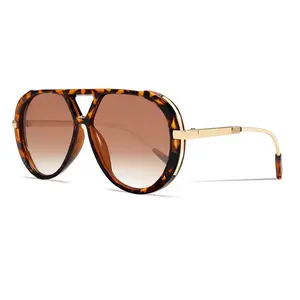 Retro Gold Aviator Sunglasses for Women Men 2025 Metal Oversized 70s Aviators Leopard Print Sun Glasses Unisex Trendy & Versatile