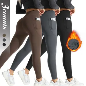 Women's Fleece-Lined High-Waist Pocket Yoga Leggings, Warm, Soft & Flattering Fit