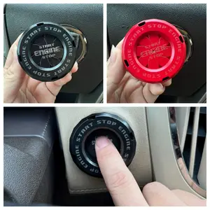 Universal Car Engine Hood Decoration, Personalized Button Style, Hidden Protection Ring, Rotatable, Fits One-Button Start Ignition Switch Decor, Car Accessories