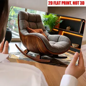 【8*12inch】Mid Century Modern Chair Metal Sign - Upholstered Accent Rocker, Button Tufting, Solid Wood Base, Indoor Living Room & Bedroom Rocking Chair Decorative Plaque,Retro Wall Decor for Living Room Bedroom, Aesthetic Home Art