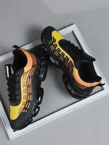 Men's Fashion Sport Shoes, Wave Pattern Thick Sole Shock Absorption, Breathable Anti-Slip, Ideal for Running, Urban Style, All-Day Comfort