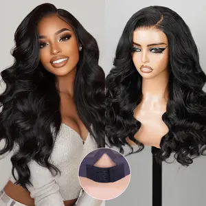 Subella Hair All-Day Wear Comfort Real Glueless 8x5 HD Lace Side Part Wig 200% Density Hair Loose Body Wave Lace Front Wigs Human Hair Pre Cut Plucked Lace Frontal Natural Black Color