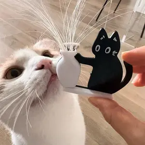 1pc Cat Whisker Hair Collection, Black Cat Vase Fridge Magnet, Kitten Pushing Bottle Acrylic Fridge Magnet, Cat Keepsake, Vase for Flower Arrangement, Multi-Purpose, Small Gift for Classmates, Home Decor, Refrigerator Magnets