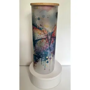 Watercolor butterfly on glass