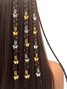 Women Butterfly Decor Hollow Out Hair Rings, Dreadlock Hair Jewelry Accessories, Boho Style Festival Accessory