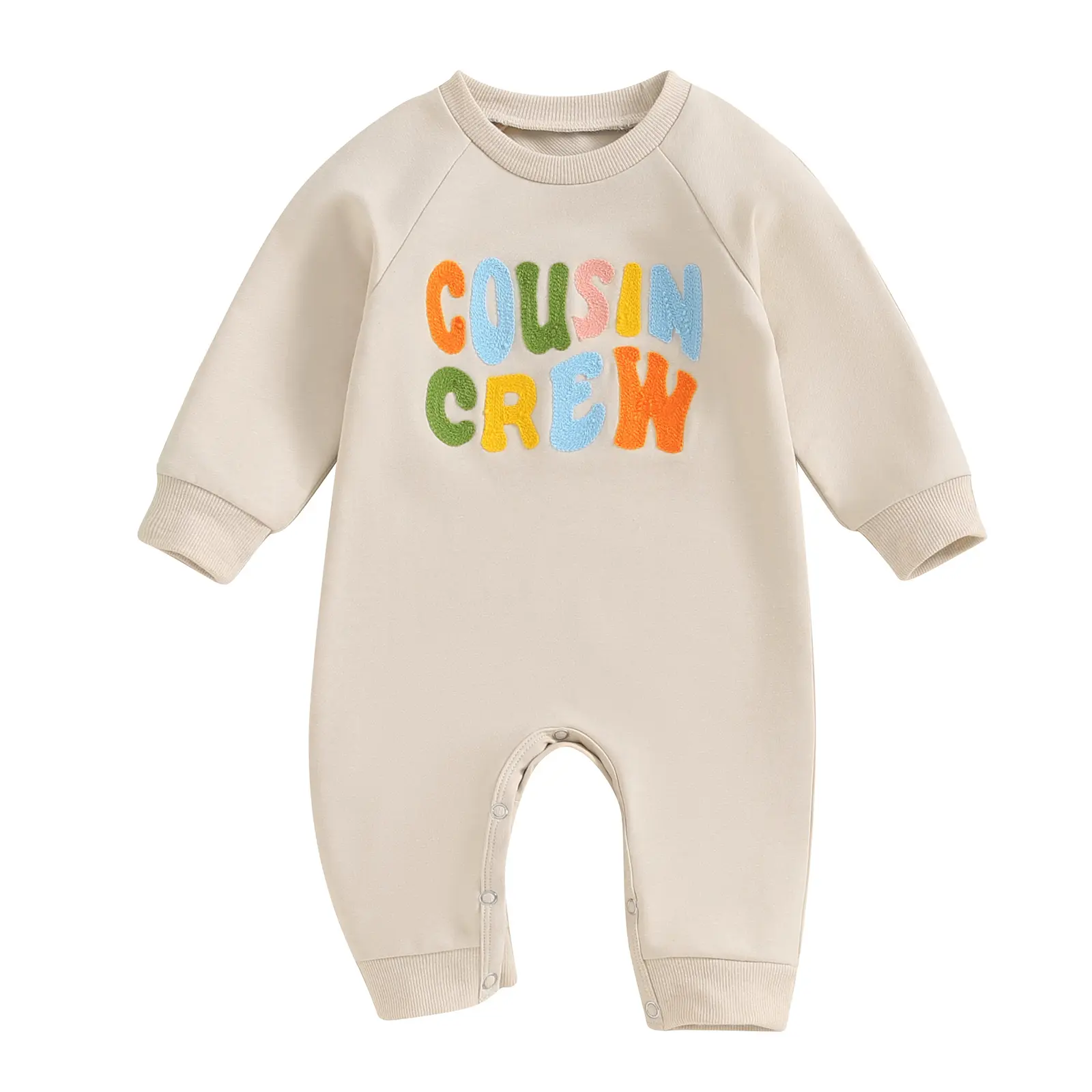 Toddler Newborn Baby Girl Boy Bubble Romper Sweatshirt Rompers Colorful Cousin Crew Embroidery Long Sleeve Jumpsuit Little Bother Infant Fall WinterClothes