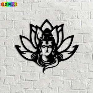 1pc Shiva Lotus Metal Wall Art, Serene Shiva Statue Mural, Ideal Gift for Diwali, New Year, Spiritual Decor Enthusiasts, Rust-Resistant Metal Wall Decor Wall Sculptures, Perfect for Temple Wall & Garden Fence, Exquisite Sacred Home Decor