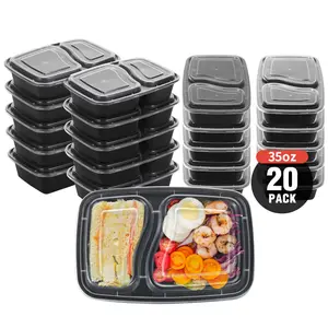 20 Pack Leakproof Meal Prep Container Food Storage Lids Stackable Disposable Food Containers Tray Food Clamshell Containers Clear Take Out Boxes with Lids Stackable Leakproof Microwave & Freezer Safe Meal Box Set