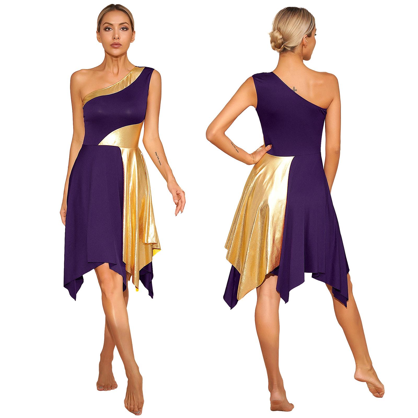 Women Church Choir Worship Praise Dress Modern Lyrical Dance Performance Costume One Shoulder Irregular Hem Dresses Dancewear Women Church Choir Worship Praise Dress Modern Lyrical Dance Performance Costume One Shoulder Irregular Hem Dresses Dancewear