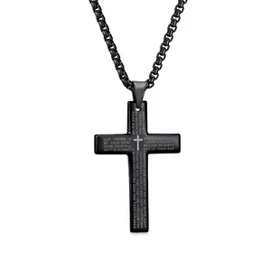 Titanium Steel Cross Pendant for Men's Unisex Stylish Long Necklace