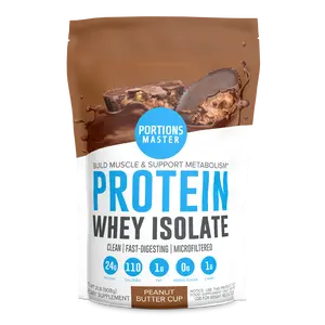 Portions Master Non-GMO Cross-Flow Microfiltration Whey Protein Isolate, Sweetened with Stevia (2 lbs) | Peanut Butter Cup