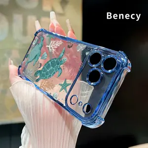 Four-corner Thickened Mobile Phone Case for iPhone 17 Pro Max 16 15 Plus Air 14 13 12 11 E Turtle Haven border Electroplating with counter-fall Safety Cushion