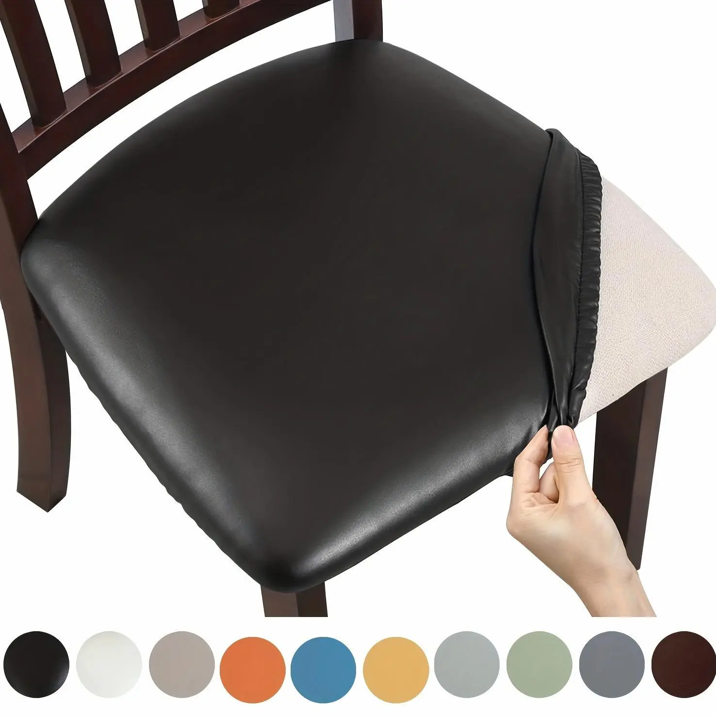 4/6pcs 100% Waterproof PU Leather Dining Chair Covers - Removable Upholstered Dining Chair Covers Suitable for Restaurants, Kitchens, Hotels, and Home Decor