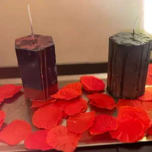 Octagon Candles - Decorative Candles with Red Petals for Home Decor and Ornaments