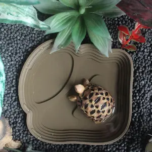 Half-Water Turtle Drinking Bath Bowl, Step-Style Reptile Feeding Bowl, Large Space Turtle Drinking, Breeding, Landscaping Bowl