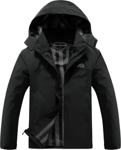 MAOYSSEN OTU Men's Lightweight Waterproof Hooded Rain Jacket Outdoor Raincoat Shell Jacket for Hiking Travel