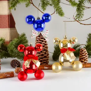 New 3-Piece Set Cute Christmas Ball Bear Decoration Pendant DIY Christmas Party Christmas Tree Window Atmosphere Small Hanging Ornament