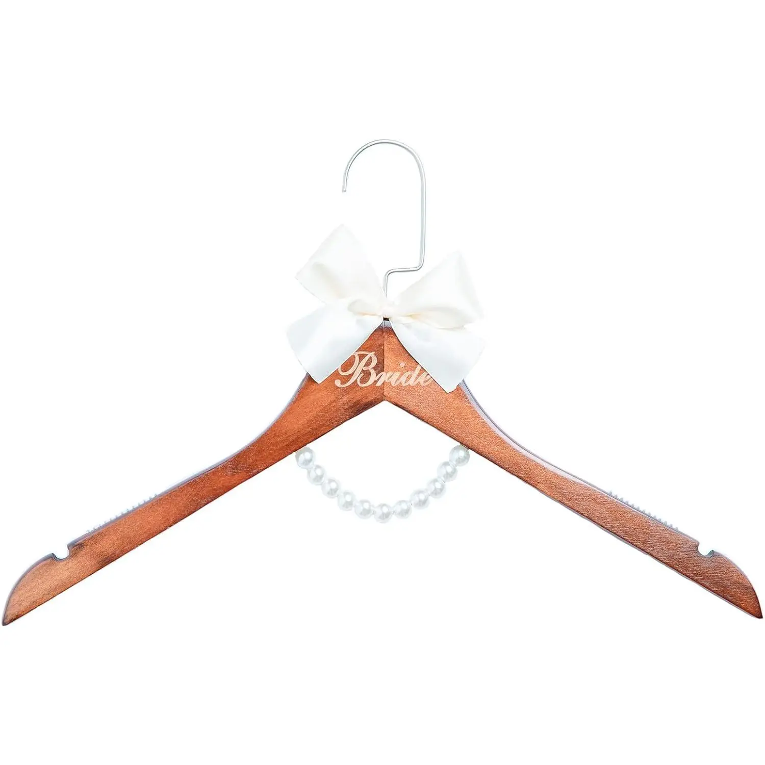 Bride to Be Engraved Brown Wooden Mrs Hanger - Smooth, Synthetic, Wrinkle-Free, Durable, Hook-and-Bow Home Organiser for Bridal Gowns, Bridal Shower Storage