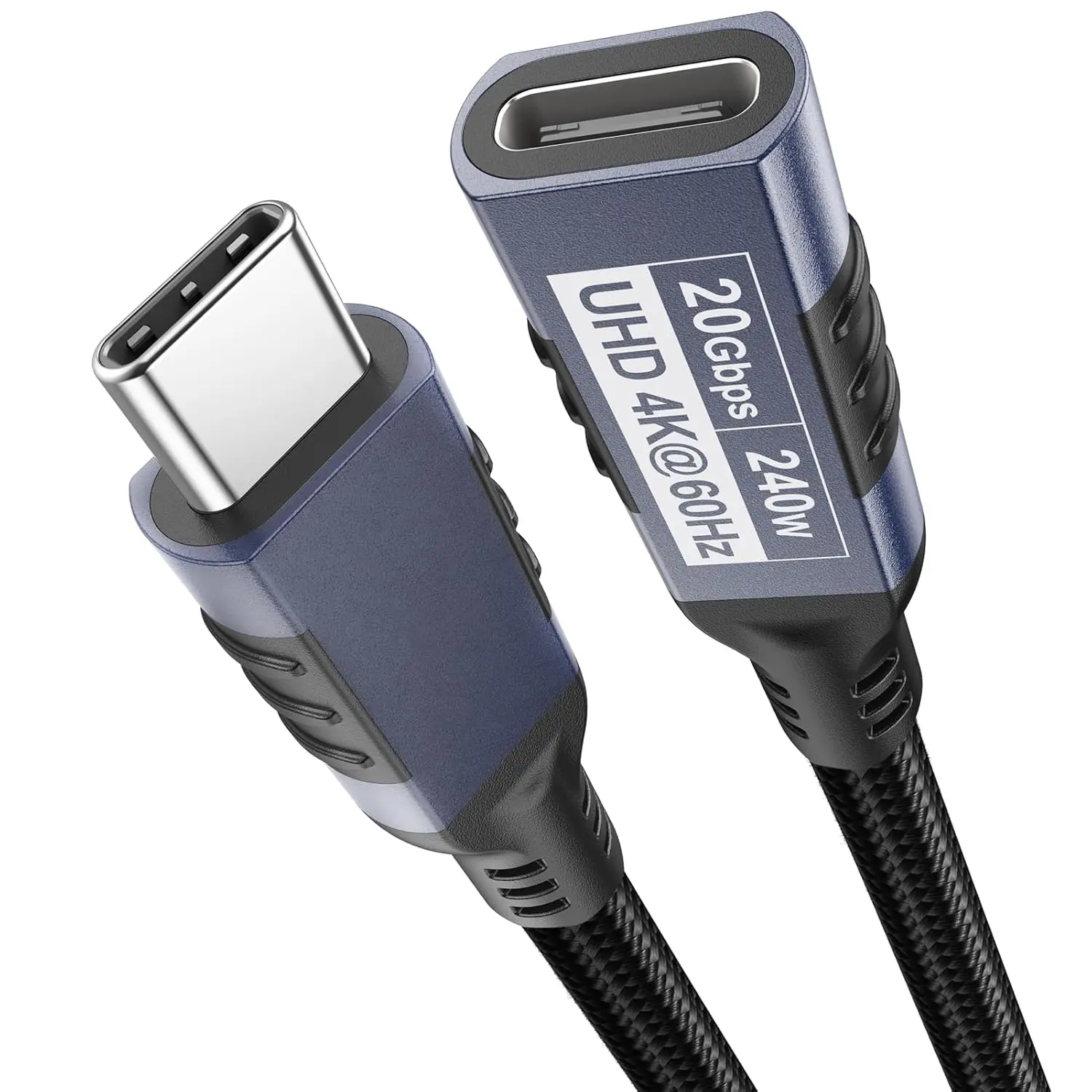 USB C Extension  3ft, USBC Extender 20Gbps Data Transfer/240W Charge/4K@60Hz HD Video USB 3.2 Type C Male to Female Cord Braided Support MacBook Air Pro, Hub, Phone, Portable  and More