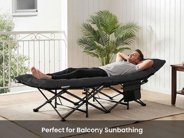 【Summer Sale】Sweetcrispy Camping Cot for Adults, 6 Angle Adjustable Folding Camping Bed with Mattress, Foldable Camping Bed for Camp, Office, Outdoor, Lightweight Camping Cot Supports 450 lbs