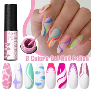 8-Piece Liner Gel Nail Polish Set with 2-in-1 Ultra-Fine Brush Tips, French Pull Line Graffiti Painting Stripe Design Gel DIY Manicure Kit for Salon Use, Ideal Gift for Women, French Nail Art