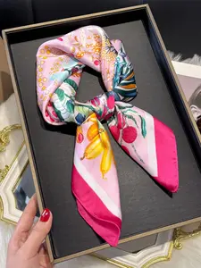 Women's Floral Print Square Scarf, Boho Style Scarf, Fashionable Soft Lightweight Bandana for Women, Casual Versatile Scarf for Daily Wear, Fashion Accessories for Women & Girls