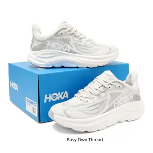 White Running Shoes with Thick Sole - Breathable & Shock-Absorbing Sneakers for Marathon Training, Hiking & Everyday Use