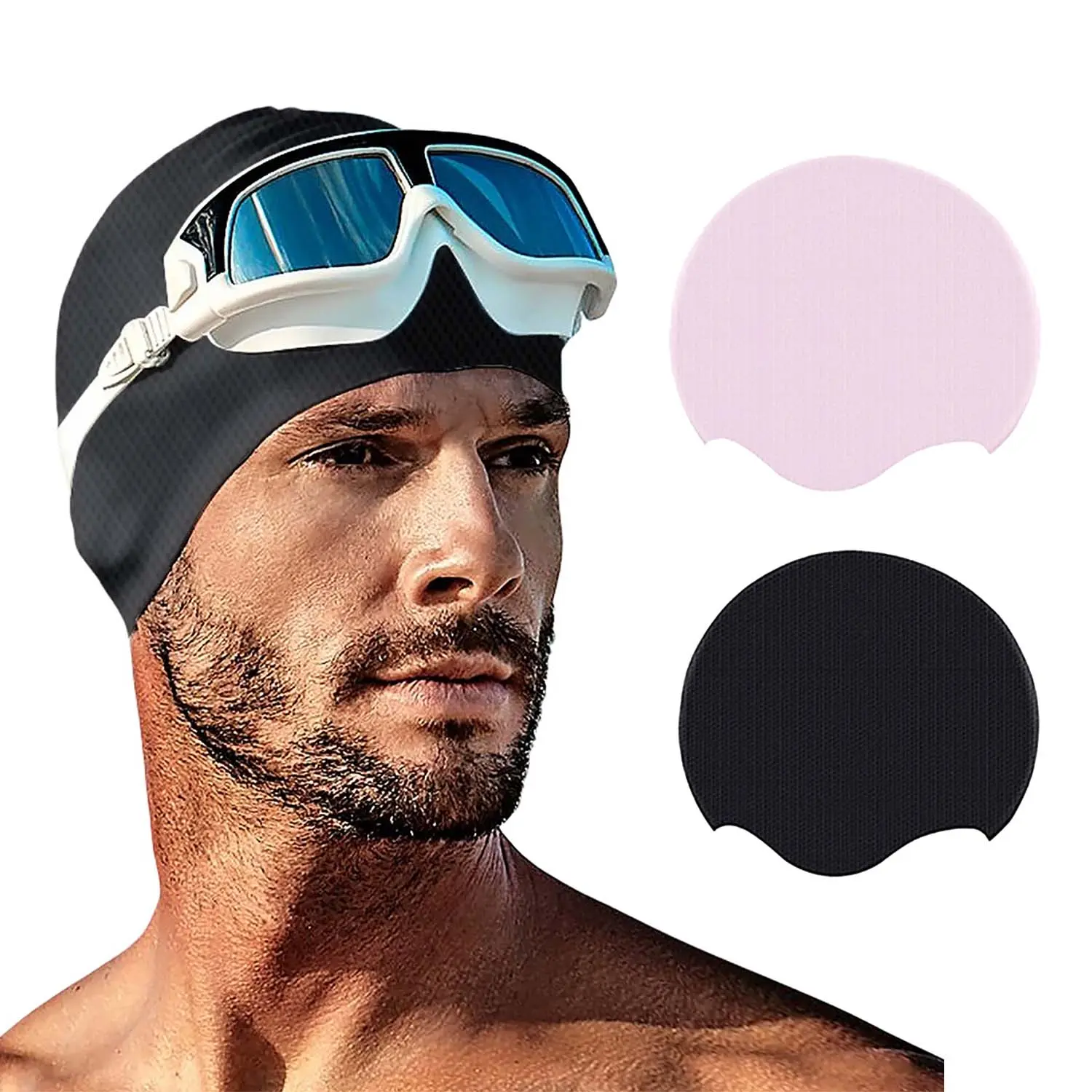 Streamlined Silicone Swim Cap for Unisex Adults, Elastic Design for a Comfortable Fit - Protects Hair from Chlorine and Blocks Seawater for Lap Swimming, Waterproof Hair Cap