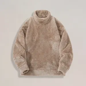 Men's Faux Fur Sweater, Solid Color Turtleneck Knitwear, Oversized Comfort Fit Pullover, Soft Thermal Winter Top, Fashion Casual Coat for Youth Long Sleeve Classic