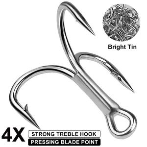 Triple Hook Fishing Hooks, 4x Strengthened Silver Color Rust-Resistant Triple Claw Hooks, Long Cast Lure Fishhooks, Fishing Tackle, 10pcs Per Box