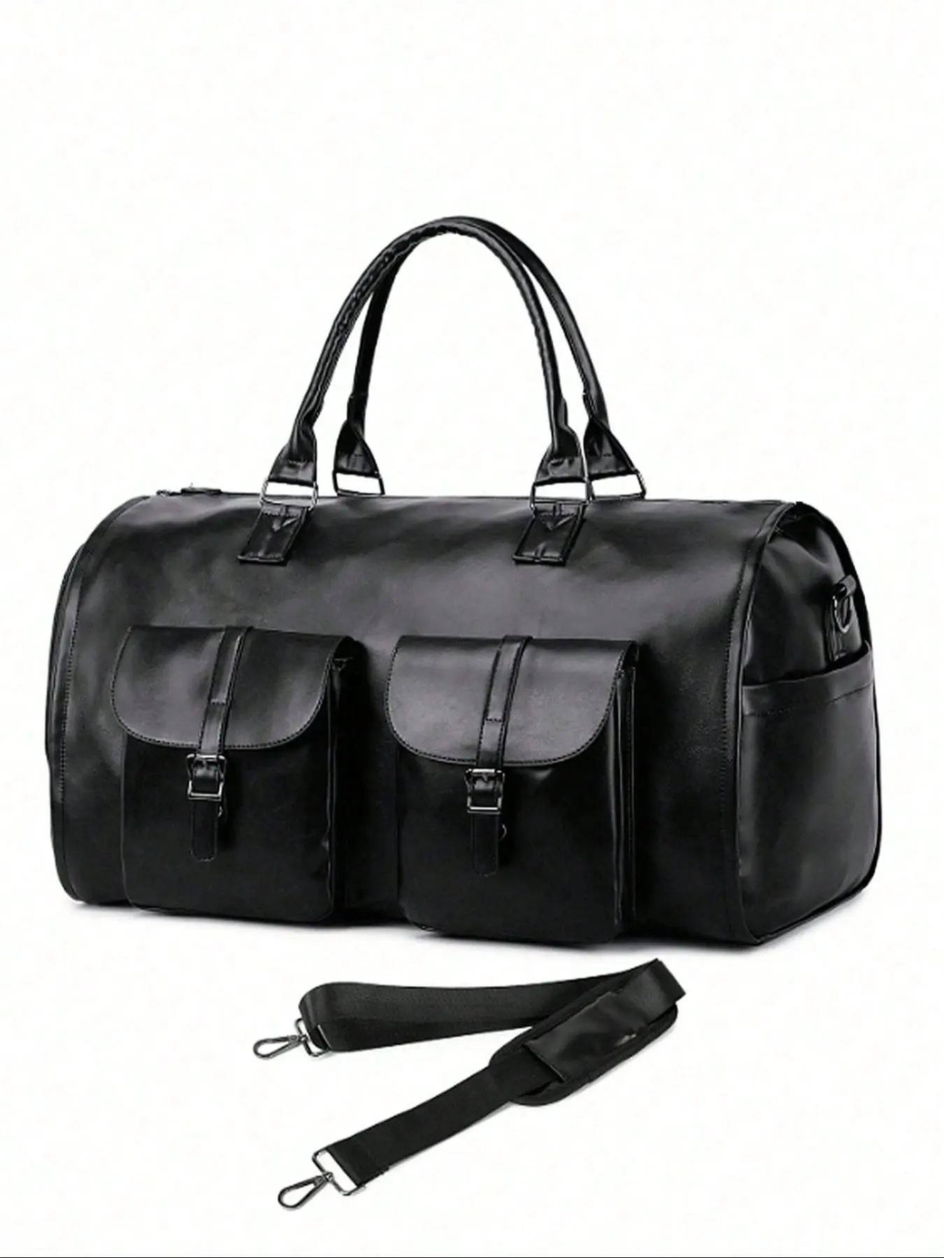 Unisex 3-in-1 Convertible Business Travel Garment Bag Organizer, Leather Duffel with Shoe Compartment, Large Capacity Weekender Luggage for Work & Holidays, Durable Carry-On Travel Bag, 3-In-1 Travel Bags