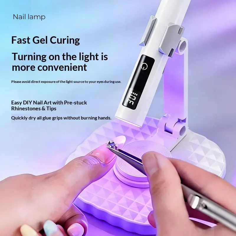 LCD screen portable LED nail lamp, Type-C charging, Rechargeable Curing Lamp, UV Cure Lamp, adjustable gel nail lamp, quick-drying UV lamp, UV Light, suitable for home nail salon DIY nail, Home Nail Art, three colors optional