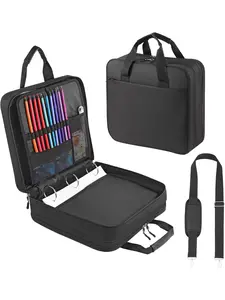 Zipper Binder 3 Ring with Shoulder Strap, 2 Inch O-rings, 500-sheet Capacity, Binder Bag with Expanding File Folder & Multi-pockets, Trapper Keeper Fits for 13 Inch Laptop, Office Accessories, Storage Binder