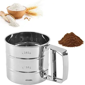 Flour Sifter for Baking, Fine Mesh Flour Sieve Strainer, Hand Press Crank Baking Sifter, Powder Strainer, Powder Sieve, Sugar Shaker Duster